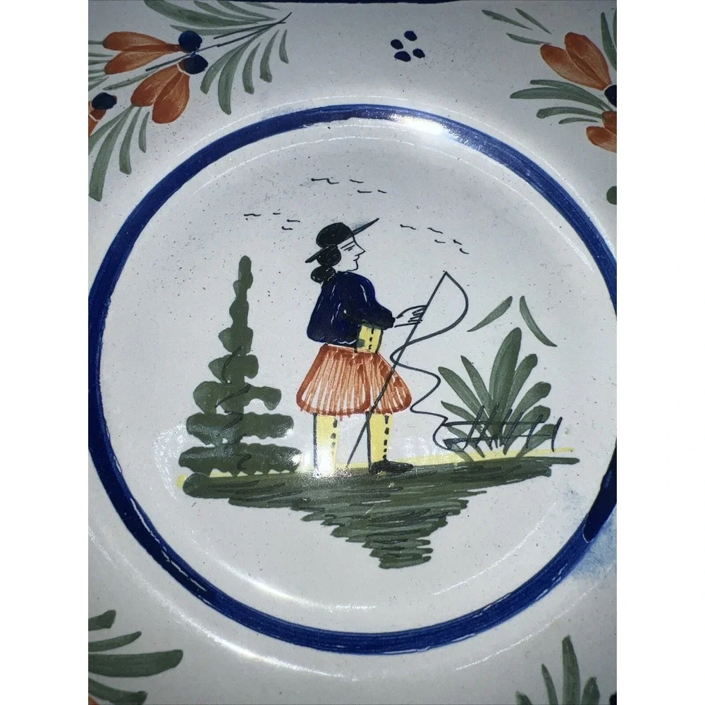 White Quimper Pottery Square Plate 6.5
